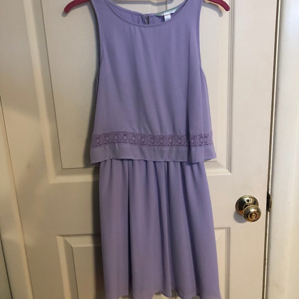 Womens Decree Layered Dress in Lavender Size S
